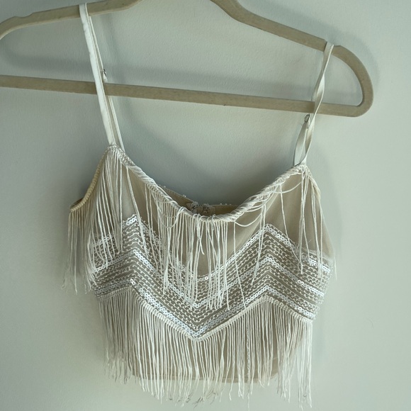 Lulus Beaded Cream Fringe Matching Set - Picture 6 of 10